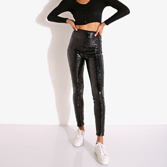 Commando Sequin Leggings in Color Black - Picture 2 of 7